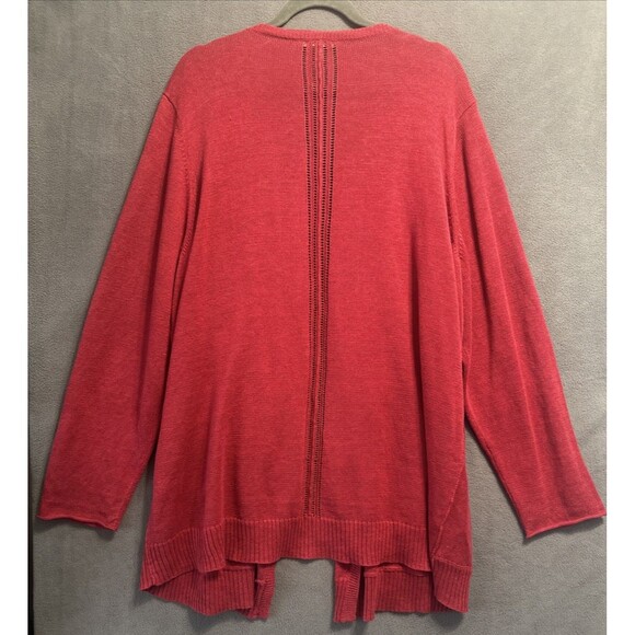 Eileen Fisher 100% Linen Cardigan Open Front Sweater‎ Plus Size 3X Red Pockets - Picture 2 of 8